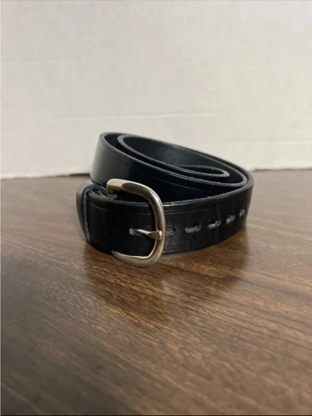 Black leather belt men’s or women’s made by Boston belt co